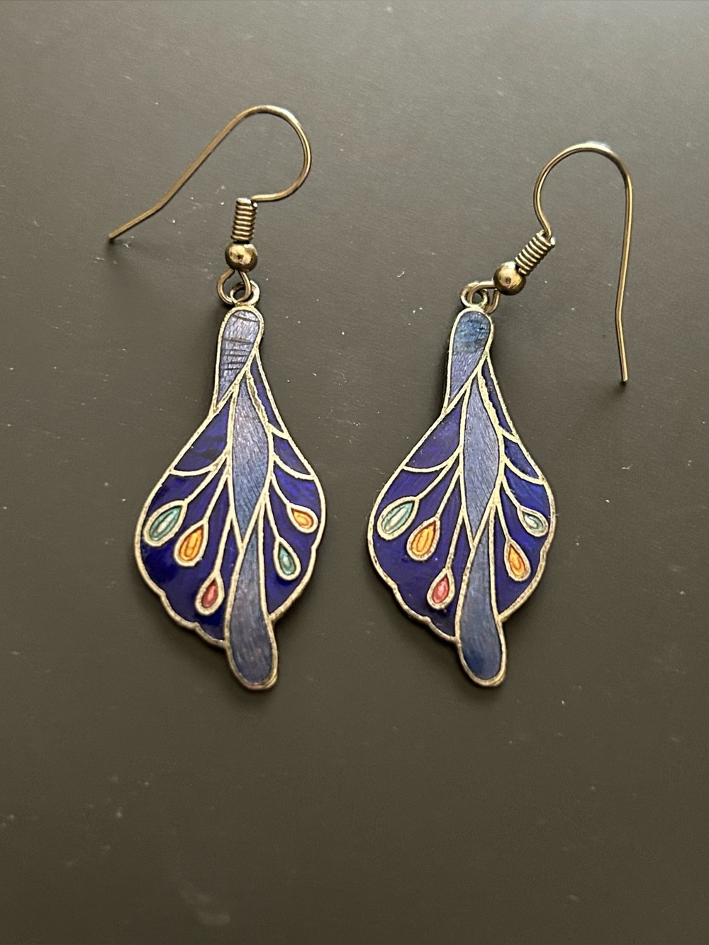 vintage blue cloisonne dangle earrings